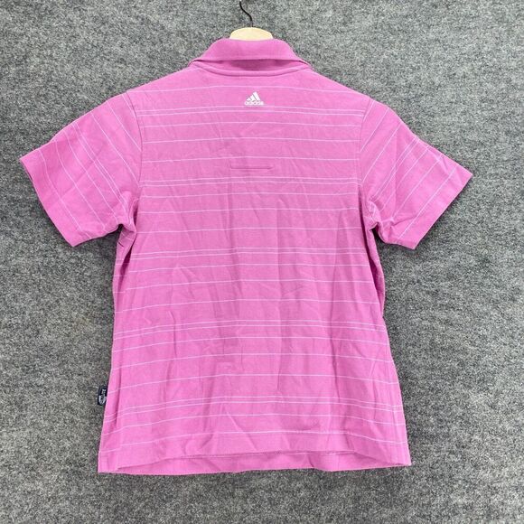 Adidas Activewear Polo Shirt Women S Small Pink Striped Collared ClimaLite - Picture 2 of 9